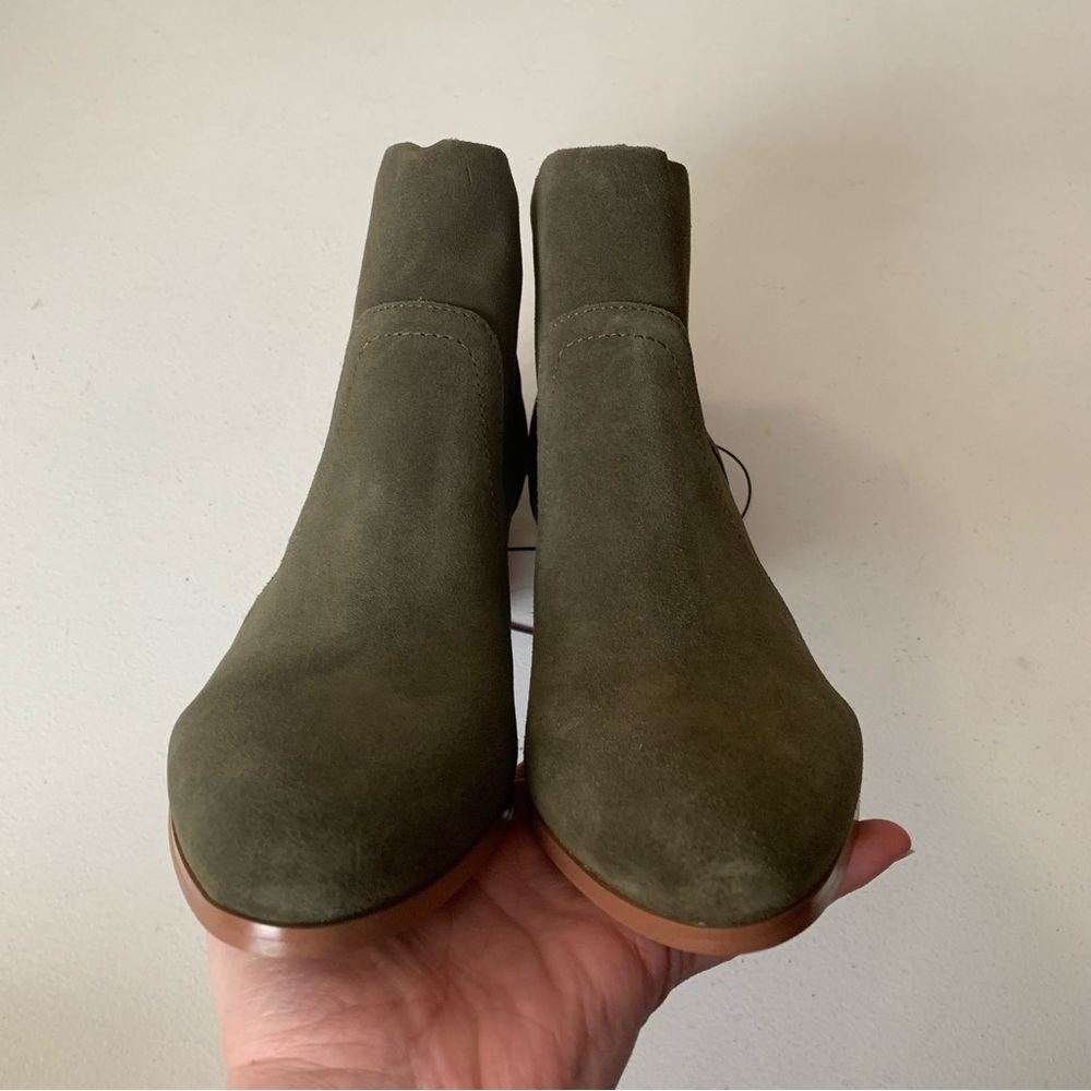 Violet & Red Size 8.5 Suede Leather Olive Green Cupid Bootie NWOB - Picture 4 of 16